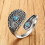 Pulseira ajustável em prata de lei 925 com turquesa, flor e pedra da lua. 4