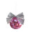 Pink Mirror Ball Ornament with Silver Glitter Bow 1pc 2
