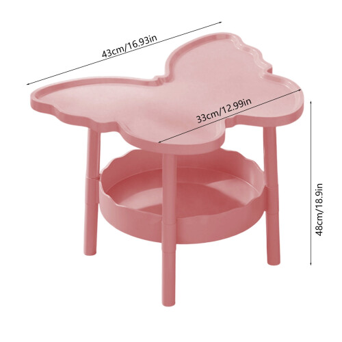 Butterfly Side Table Modern Plastic 43x33x48cm White Yellow 2