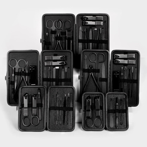 Ensemble de manucure noir en acier inoxydable 5 pièces 2