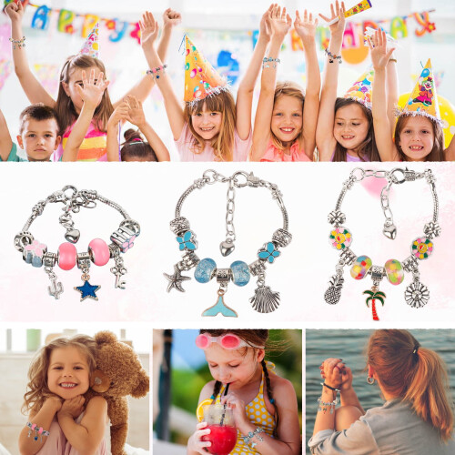 Charms Bracelet Making Kit with Snake Chains 91 Pcs 2