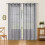 Teal sheer curtains silver foil pattern light filtering 2 5