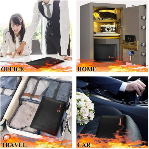Fireproof Document Bag A4 Size 13.7x9.8 Inch Water Resistant 2