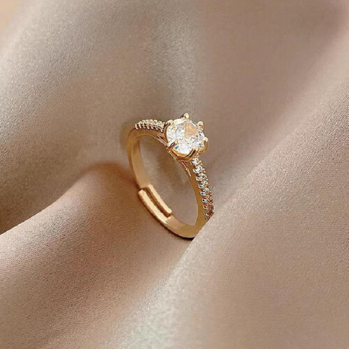 Women's Copper Adjustable Cubic Zirconia Ring 1pc 1