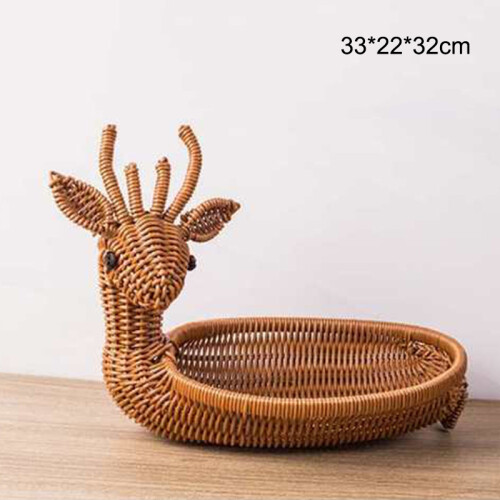 (Oshika) Woven Rattan Fruit Basket with Tray 2