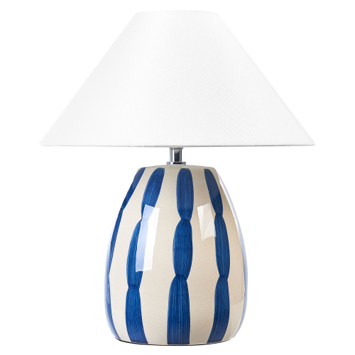 Beliani Table Lamp LUCHETTI Ceramic White/ Blue