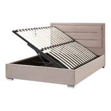 Ottoman Bed ROUEN Velvet Taupe 140 x 200 cm (EU Double)