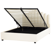Ottoman Bed VINCENNES Velvet Off-White 160 x 200 cm (EU King Size)