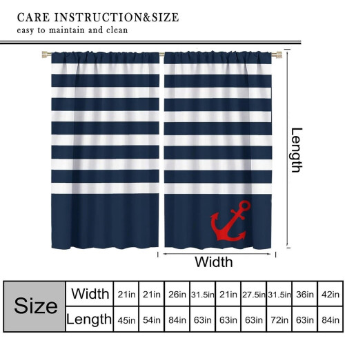 Nautical Stripe Kitchen Curtains Navy White 72x63 Inch 1