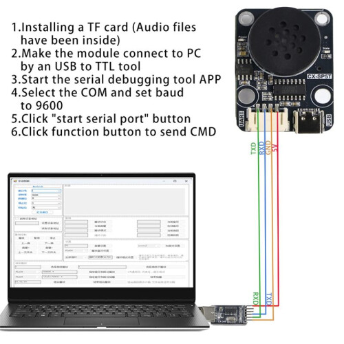 CX-SP5T Development Kit MP3 Voice Playback Module UART Serial Port Control Intelligent Voice Broadcast Voice  Module 1