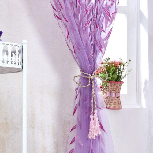 Wicker Offset Printed Muslin Curtain Purple 39 x 79 in 1