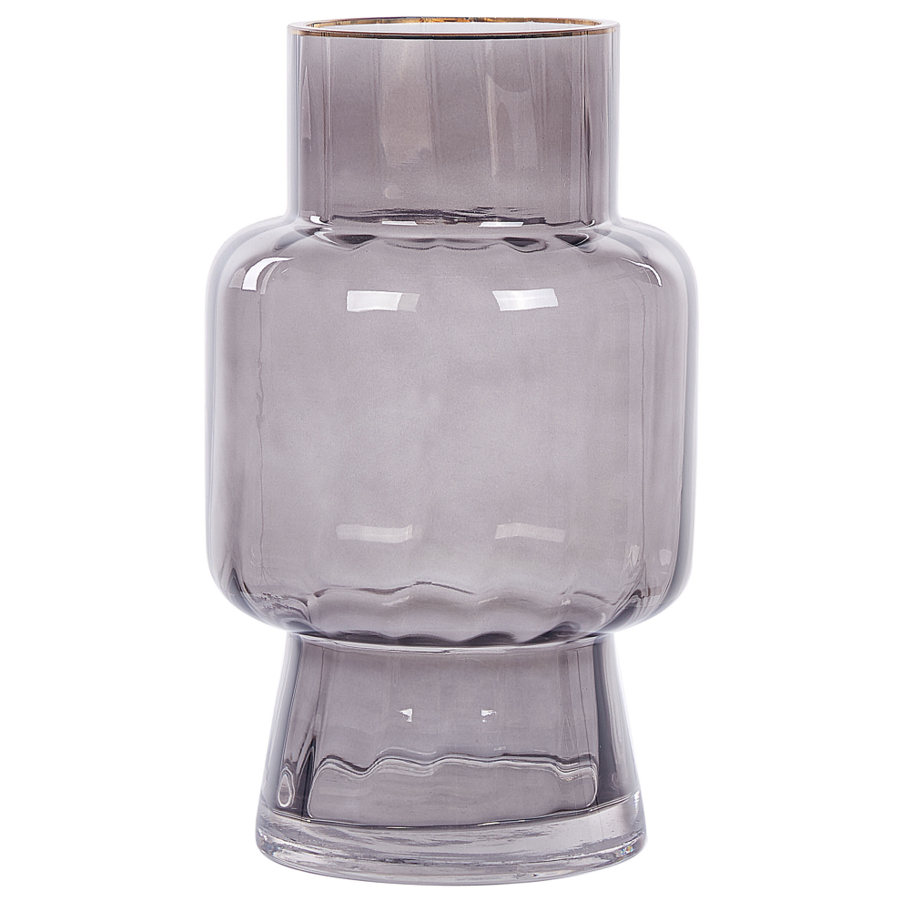 Beliani Flower Vase Megalo Glass 26 Cm Grey
