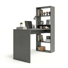 Mesa de escritorio con estantería en gris grafito 120x50 cm Cosmic