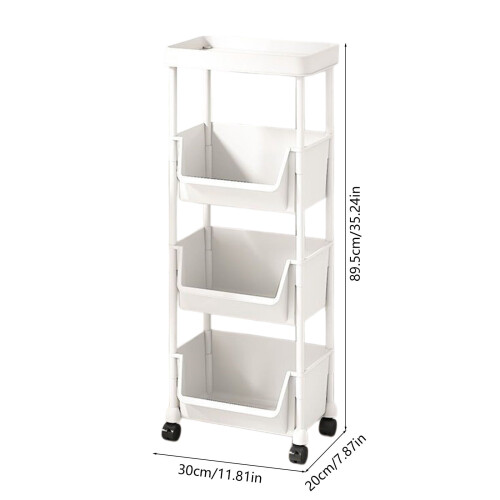 4-Tier Rolling Storage Cart Plastic 4-Shelf 2
