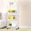 Plastic Rolling Utility Cart 4-Tier with Casters and Hooks 5
