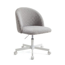 Silla de escritorio tapizada en borreguito gris claro 76-89,5 cm Candy