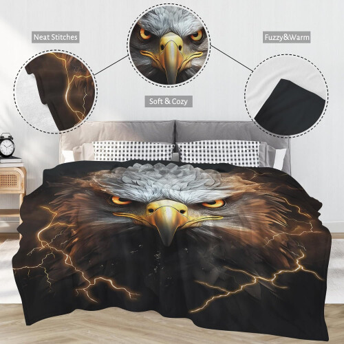 Eagle Gifts Plüschdecke Schwarz Gold Blitzadler 50x40 2