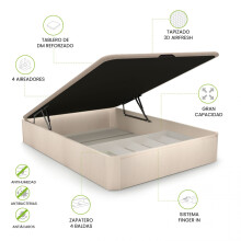 Canapé con zapatero 135x190 cm en artic Luxury Plus 3D