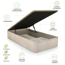 Canapé con zapatero 90x190 cm en artic Luxury Plus 3D