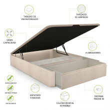 Canapé con cajón frontal y zapatero en artic Luxury S-Max 3D 135-150 cm