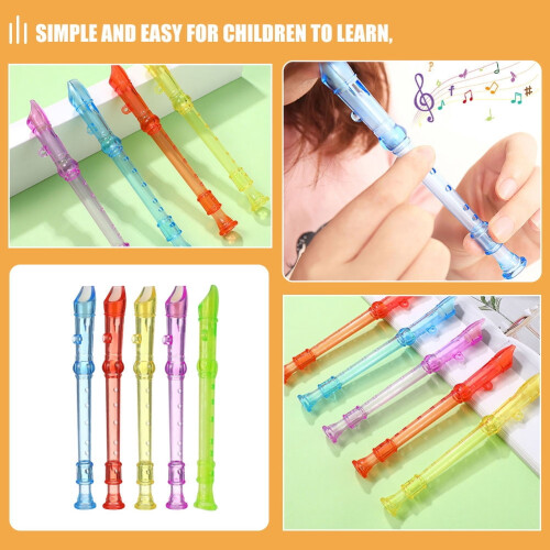 Music Recorder Plastic Translucent 6-Hole Design 10 pcs 2