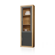 Vitrina alta de salón con gran capacidad en cambria y grafito 193,2 cm Nuka