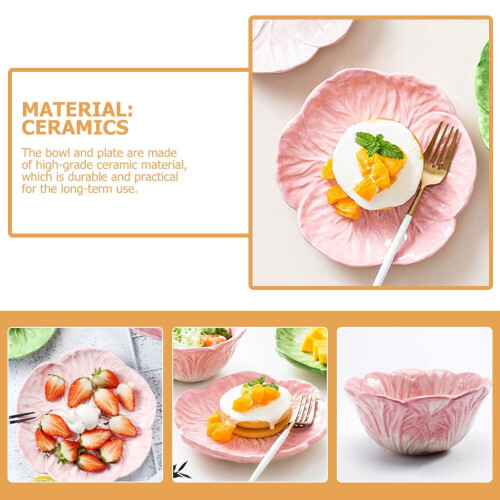 Pink Ceramic Cabbage Bowl Microwave and Dishwasher Safe 1 1