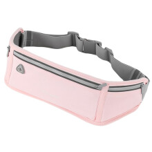 Bolsa de Cintura Esportiva Rosa, Carteira e Bolso para Telefone Dentro da Bolsa de Cintura, Fita Reflexiva para Caminhadas e Ciclismo