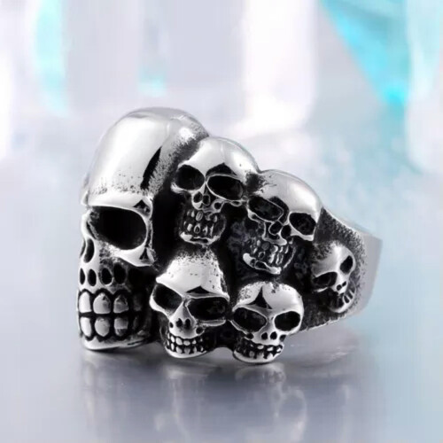 Men's Gothic Skull Ring Stainless Steel Size 7-13 2