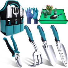 Ferramentas de Jardim com 7 Peças, Ferramentas Manuais de Jardinagem, Conjunto de Ferramentas de Jardinagem com Material de Liga de Alumínio,