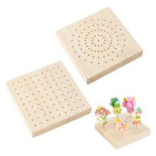 2Pcs 3.9x3.9 Inch Wooden Skewer Holder Square Pick Display Stand for Pottery Clay Model Displays