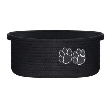 Cesta para Juguetes de Perro y Gato, Cesta Pequeña de Cuerda Tejida para Bebé, Color Negro.