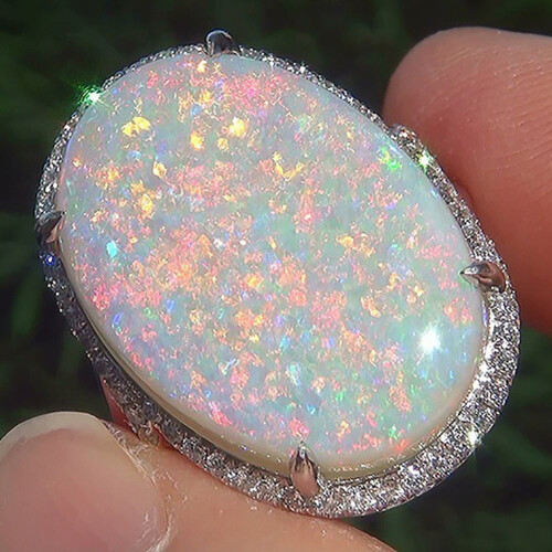 Opolski Fashion Women's Oval Artificial Opal Ring 2