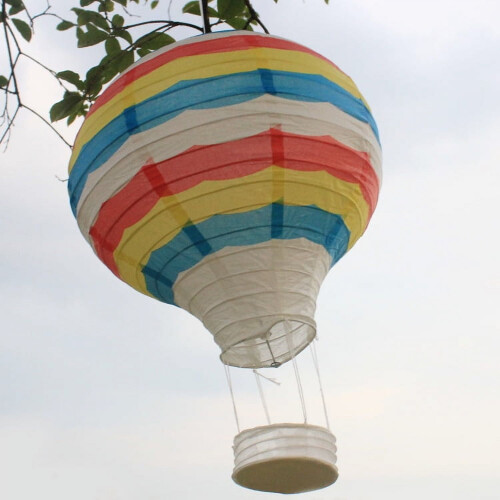 Heißluftballon-Papierlaternen, hellblau gestreift, 6er-Set 2