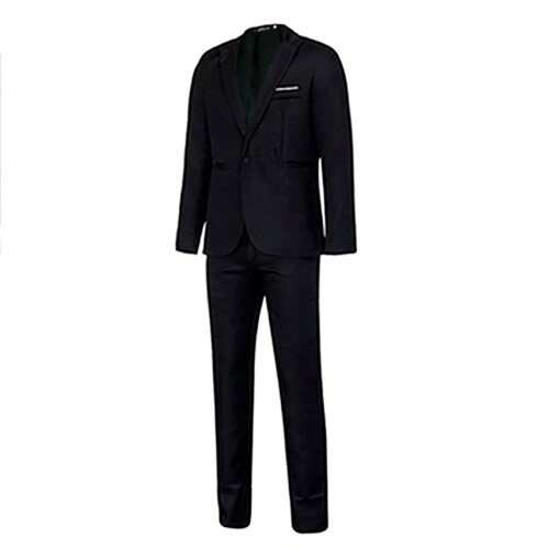 Men's Slim Fit Solid 2-Piece Suit Set 1