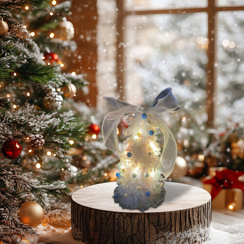White Acrylic LED Christmas Tree 7.8 inch Mercury-Gold 1