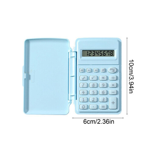 Calculatrice portable à clapet Macaron Blue 8 chiffres 2