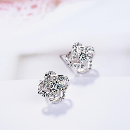 925 Sterling Silver Stud Earrings with Cubic Zirconia 1