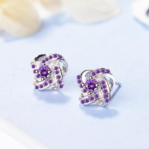 925 Sterling Silver Stud Earrings with Cubic Zirconia 2