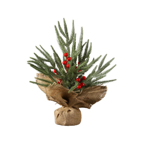 Mini Christmas Tree with Red Berries and Pine Cones 12 Inch 1