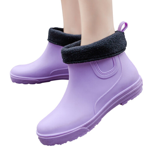 Women's Non-Slip Waterproof Rain Boots with Cotton Lining 2