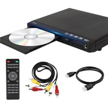 -Compatible DVD Player for TV,1080P HD Compact CD DVD Player,6.5mm Port,AV Output,USB Input,Support PAL NTSC Eu Plug