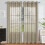 White sheer curtains with silver foil pattern, grommet top, 4