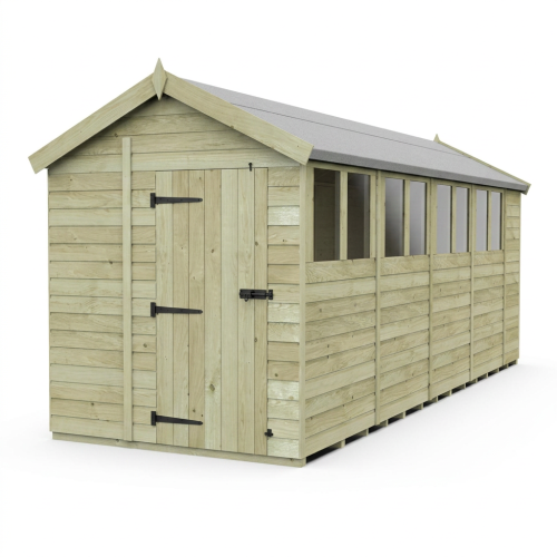 6 x 18 Apex Shed Tanalised (Single Door, With Windows) 1