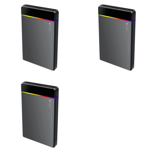 3Conjunto Gabinete para HDD/SSD Tipo C RGB de 2,5 Polegadas  para USB 3.2 Gen1 5 Gbps HD Caixa para Gabinete de Disco Rígido Externo Sem