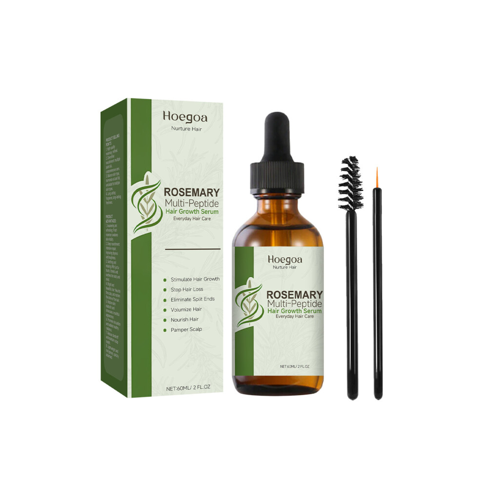 (60ml+Brush*2) HOEGOA rosemary peptide hair care essence nourishes scalp and hair, makes it shiny and moisturized
