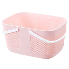 Duschkorg, stor kapacitet, förtjockad plastorganisatör, förvaringsväska med handtag, dräneringspåse, rosa