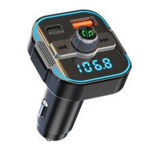 Adaptador de Carro 5.3 PD+QC3.0, Transmissor FM e Carregador Rápido de Carro, Adaptador de Rádio de Carro Sem Fio, Kit Viva-Voz