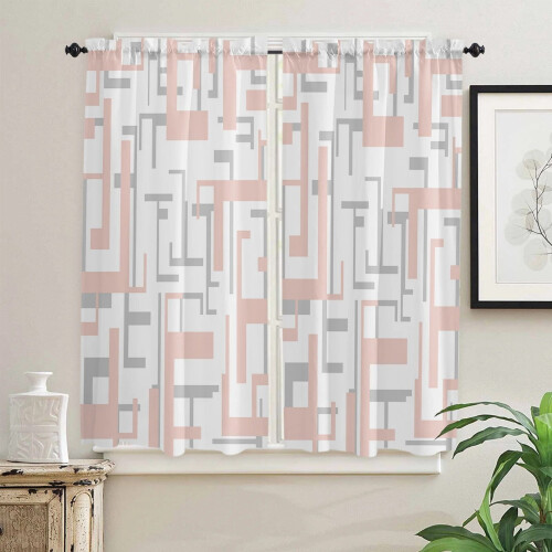 Modern Art Geometry Curtain Pink Grey 2-Pack 2