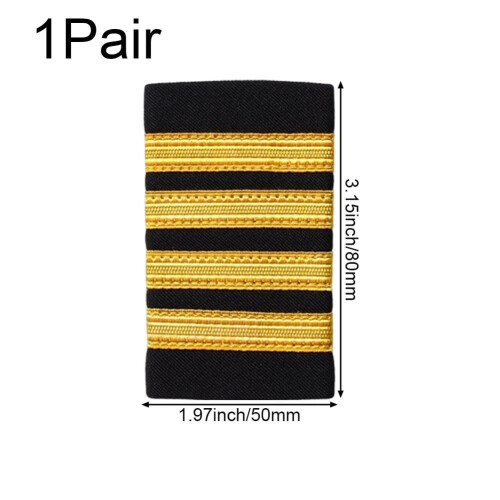 Pilot-Style Epaulets Gold Stripe Cloth Shoulder Badge 2